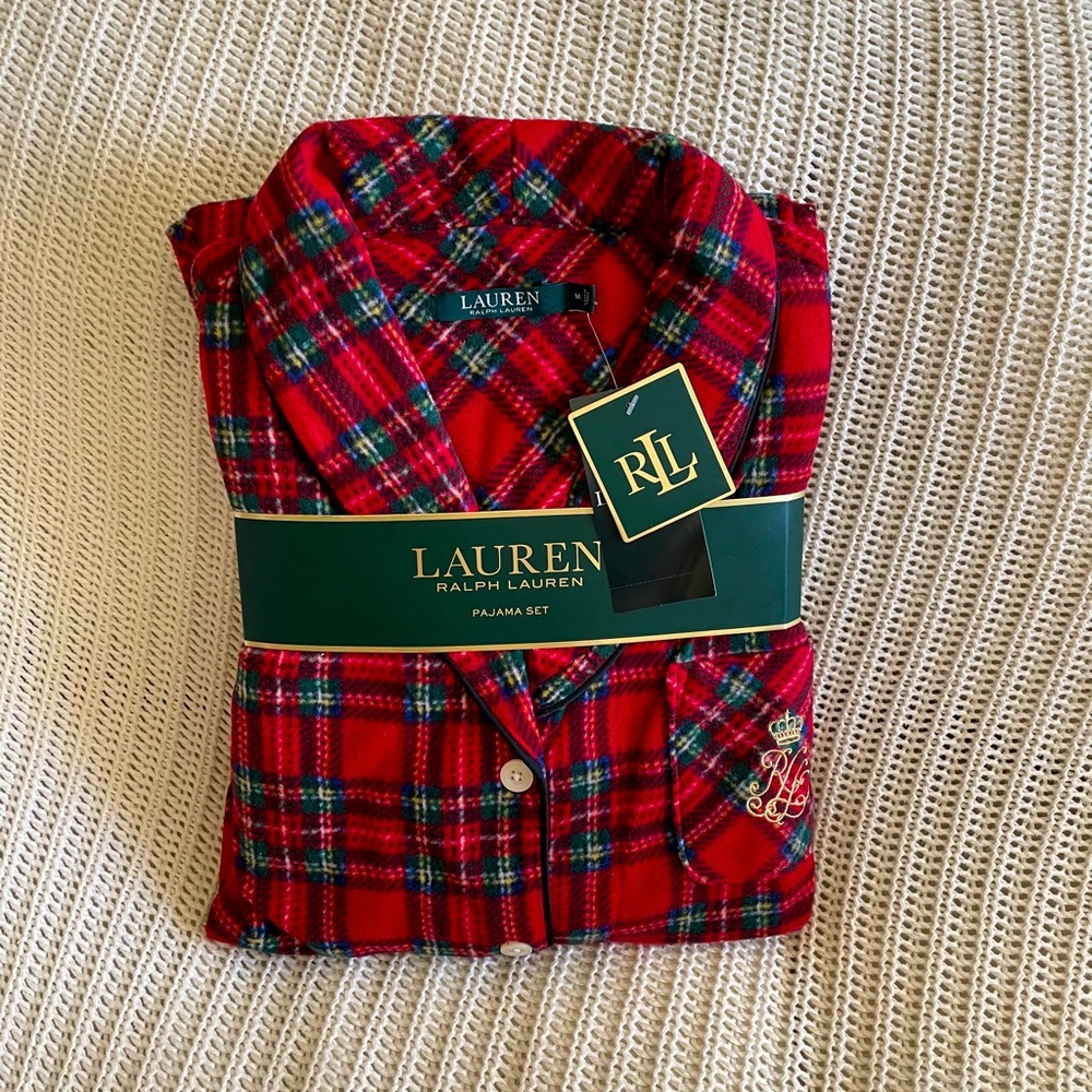 Ralph Lauren Red & Green Plaid 2Pc Pajama Set